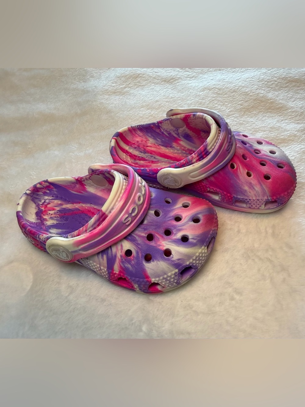 Crocs Classic Clogs Pink Purple Tie Dye Marble Kids Size C6